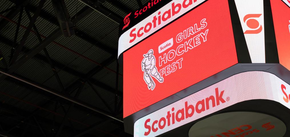 Scotiabank Girls HockeyFest on the jumbo screen